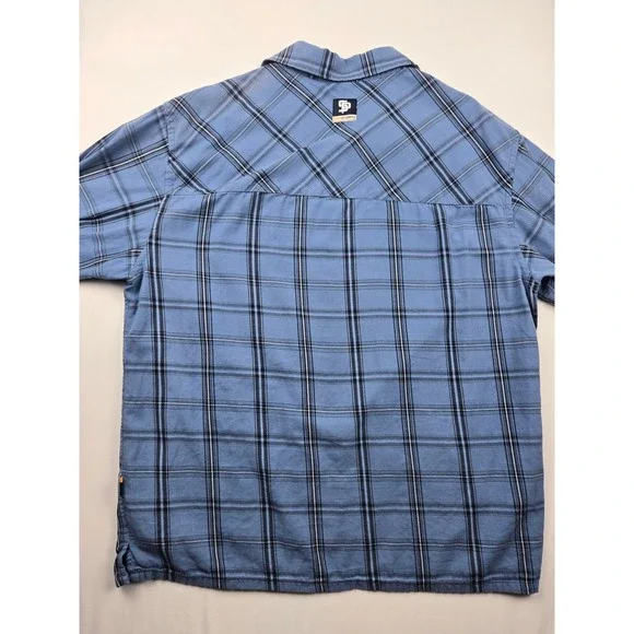 State Property Plaid Button Down Shirt Men's Large Blue Black Long Sleeve Casual - Picture 2 of 5